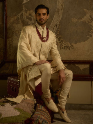 Noorjah champagne gold sherwani set