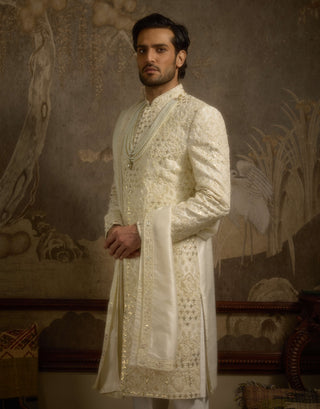 Roshaan ivory sherwani set
