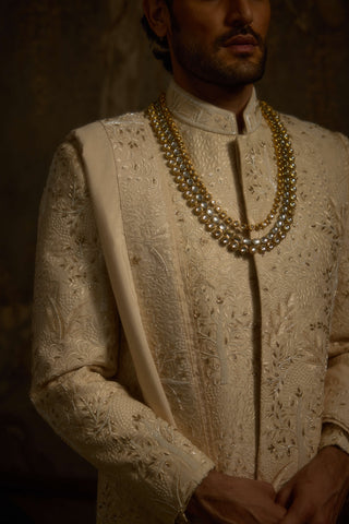 Zarbagh champagne gold sherwani set