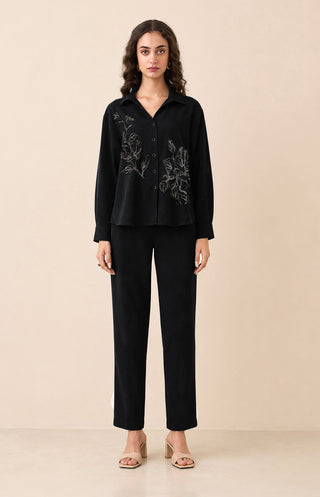 Avni black relaxed shirt with trousers