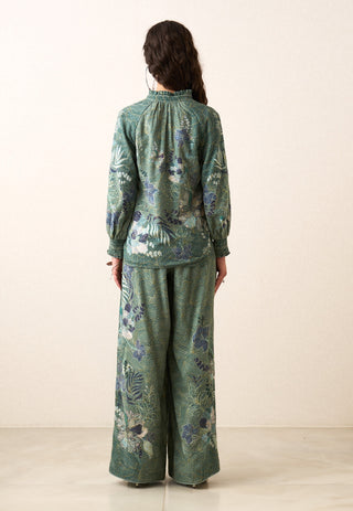 Illyra green printed blouse with pants