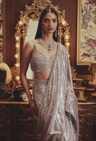 Adaara grey drape sari and blouse