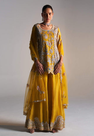 Honey Gold Embroidered Sharara Set by Osaa By Adarsh, available on Indiaspopup.com