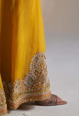 Honey Gold Embroidered Sharara Set by Osaa By Adarsh, available on Indiaspopup.com