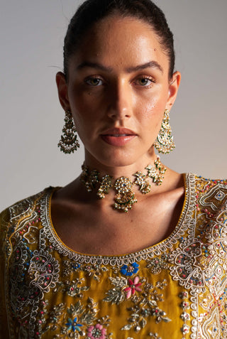 Honey Gold Embroidered Sharara Set by Osaa By Adarsh, available on Indiaspopup.com