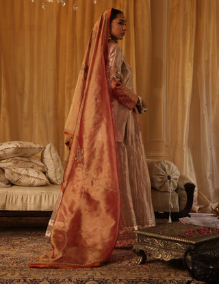 Rose gold short kurti and sharara set