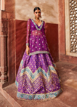 Jamuni Purple Lehenga And Kurta Set by Aditi Gupta available on Indiaspopup.com