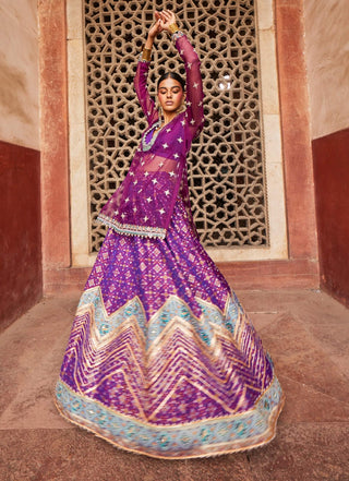 Jamuni Purple Lehenga And Kurta Set by Aditi Gupta available on Indiaspopup.com