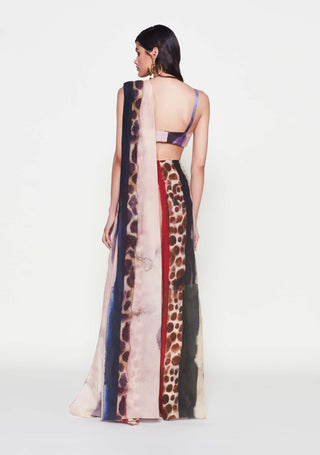 Amandine Mist Purple Pre-Draped Sari And Blouse by Aisha Rao, available on Indiaspopup.com