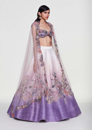 Clematis Ivory-Amethyst Lehenga Set by Aisha Rao, available on Indiaspopup.com