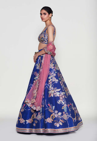 Bleue Electric Blue Lehenga Set by Aisha Rao, available on Indiaspopup.com