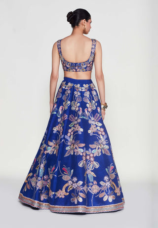 Bleue Electric Blue Lehenga Set by Aisha Rao, available on Indiaspopup.com