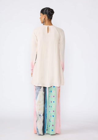 Fleur Ivory- Pink Short Kurta Set by Aisha Rao, available on Indiaspopup.com