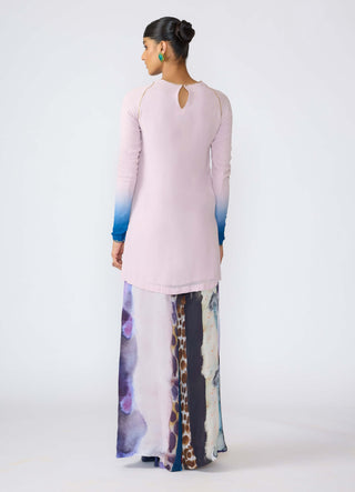 Sophie Pink- Blue Kurta Set by Aisha Rao, available on Indiaspopup.com