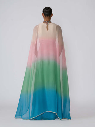 Sorbet Aurora Chiffon Gown by Aisha Rao, available on Indiaspopup.com