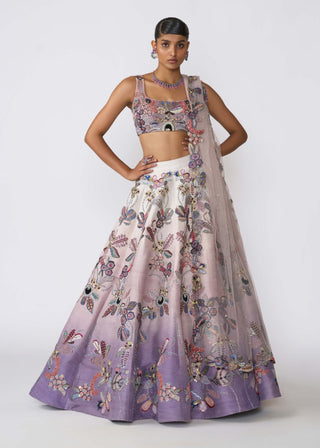 Eden Ivory-Amethyst Lehenga Set by Aisha Rao, available on Indiaspopup.com