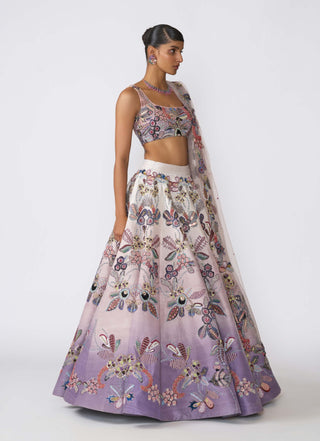 Eden Ivory-Amethyst Lehenga Set by Aisha Rao, available on Indiaspopup.com