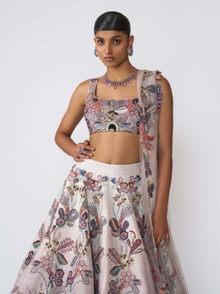 Eden Ivory-Amethyst Lehenga Set by Aisha Rao, available on Indiaspopup.com