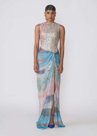 Aura Aurora Embellished Gown by Aisha Rao, available on Indiaspopup.com