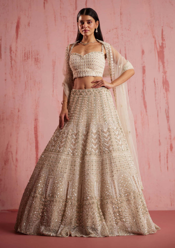 Ivory Embroidered Lehenga Set | Designer wedding dresses, Best designer  dresses, Lehenga