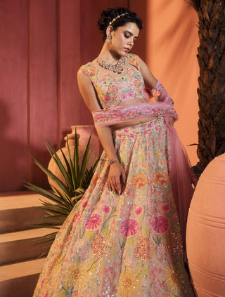 Bahar cream lehenga set