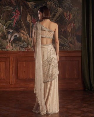 Ares beige draped sari and blouse