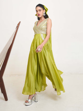 Arista Lime Green Jumpsuit by Rishi & Vibhuti available on Indiaspopup.com