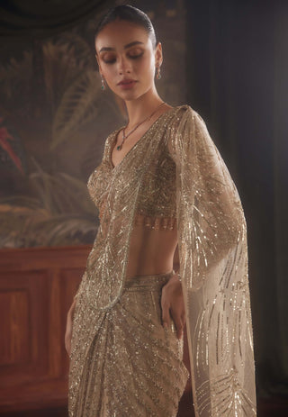 Atlante gold draped sari and blouse