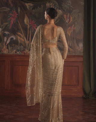 Atlante gold draped sari and blouse