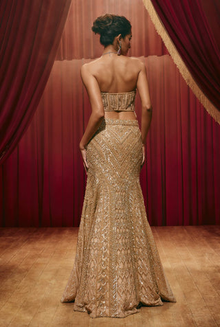 Audrey gold lehenga and cape set