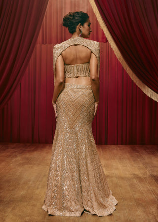 Audrey gold lehenga and cape set