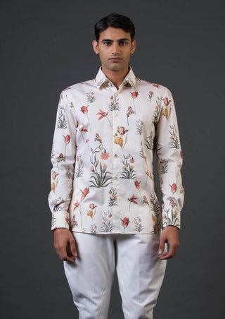 Balance By Rohit Bal Men-Ivory Floral Printed Shirt-INDIASPOPUP.COM