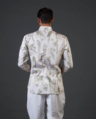 Balance By Rohit Bal Men-Ivory Fitted Print Shirt-INDIASPOPUP.COM