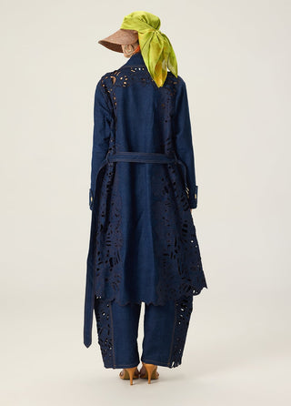 Georgina blue solid trench with bex jeans