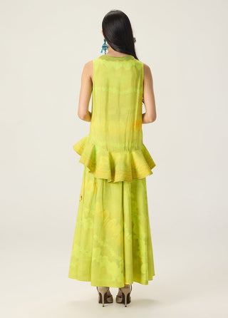 Jamie lime green printed blouse and skirt set