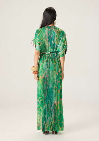 Sasha green printed kaftan