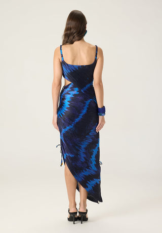 Lenora blue printed dress