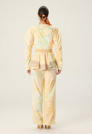 Astrid multicolor printed blouse with roux trousers