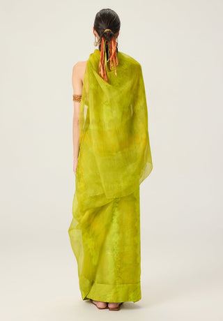 Agatha lime green draped sari with blouse