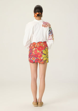 Scottie white embroidered shirt with makenna skirt