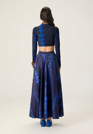 Gigi blue printed blouse with dracy skirt