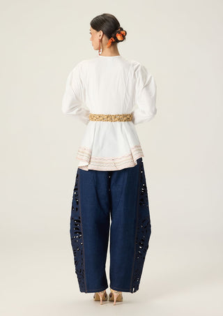Logan white solid shirt with bex blue jeans