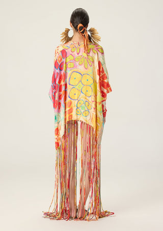 Kenzie multicolor printed swimsuit with leni cape