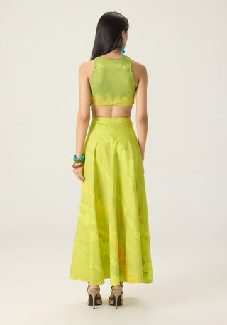Jamie lime green printed blouse with lainey skirt