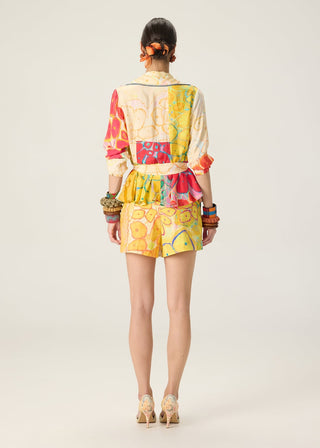 Lydia multicolor printed blouse with cinora skort