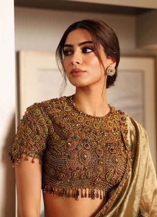 Svarnalekha jadaau sari with blouse
