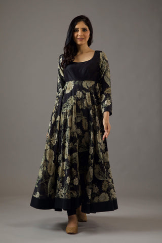 Balance By Rohit Bal-Black Printed Anarkali Set-INDIASPOPUP.COM