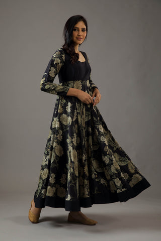 Balance By Rohit Bal-Black Printed Anarkali Set-INDIASPOPUP.COM