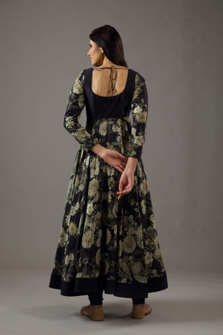 Balance By Rohit Bal-Black Printed Anarkali Set-INDIASPOPUP.COM