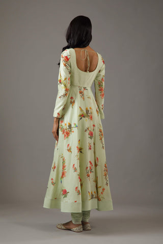 Balance By Rohit Bal-Mint Green Printed Anarkali Set-INDIASPOPUP.COM